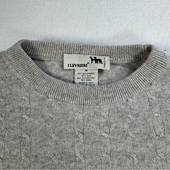 I LEVRIERI Men’s Medium Gray Cashmere Silk Crewneck Sweater Italy - Picture 6 of 11
